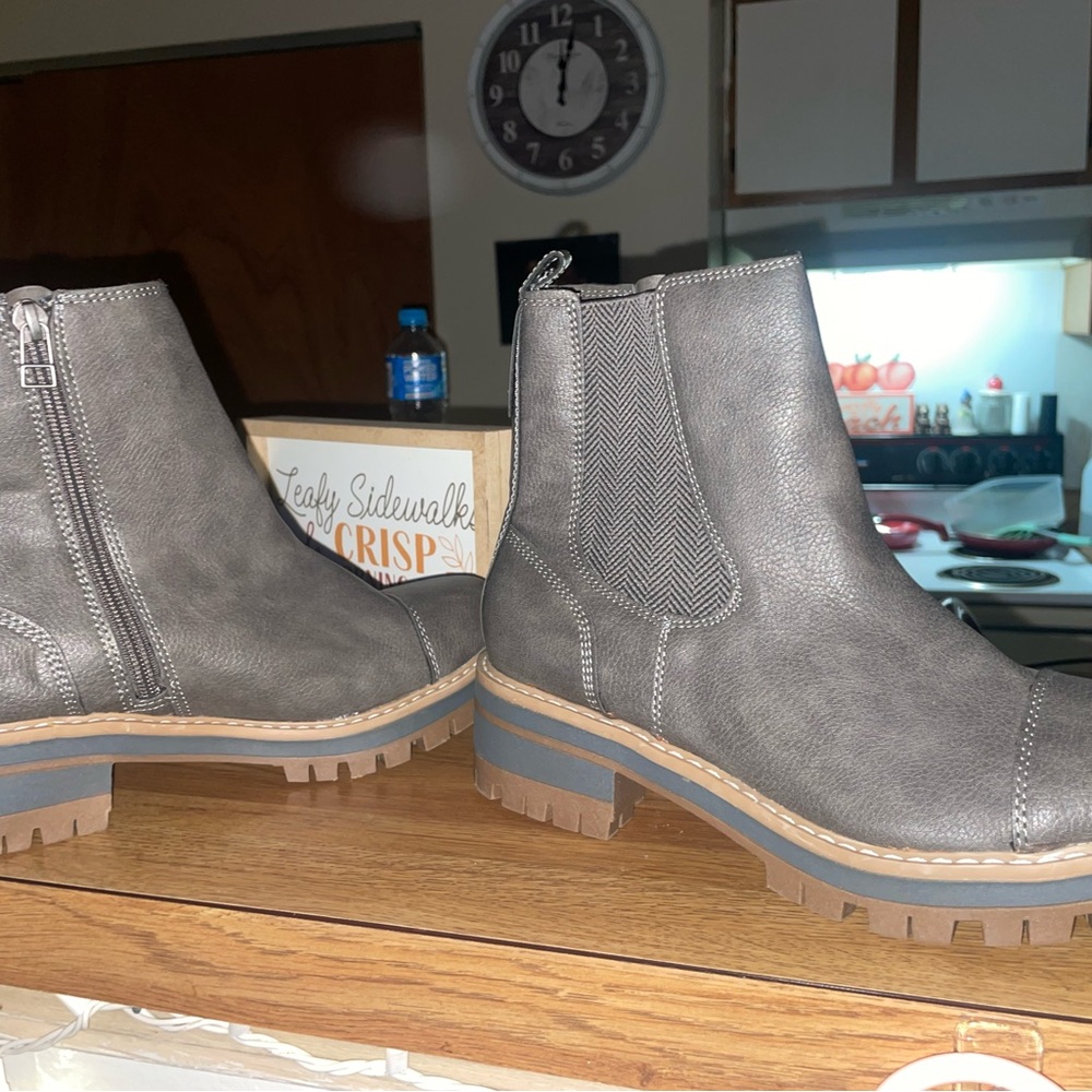 Time and Tru Gray Ankle Boots